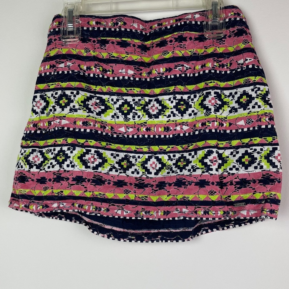 Hollister Multicolor Tribal Print Cutout Mini Skirt Size XS